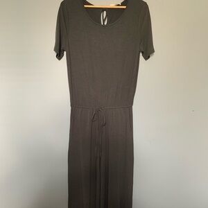 Tie waist jumpsuit, size large, grey